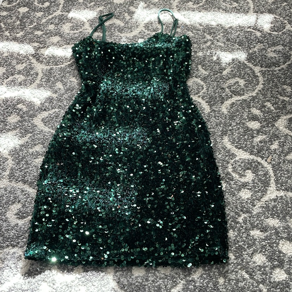 Lucy In The Sky green sequin mini dress